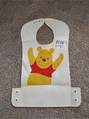Winnie the Pooh Yellow & Red Silicone Bib Bear Hugs